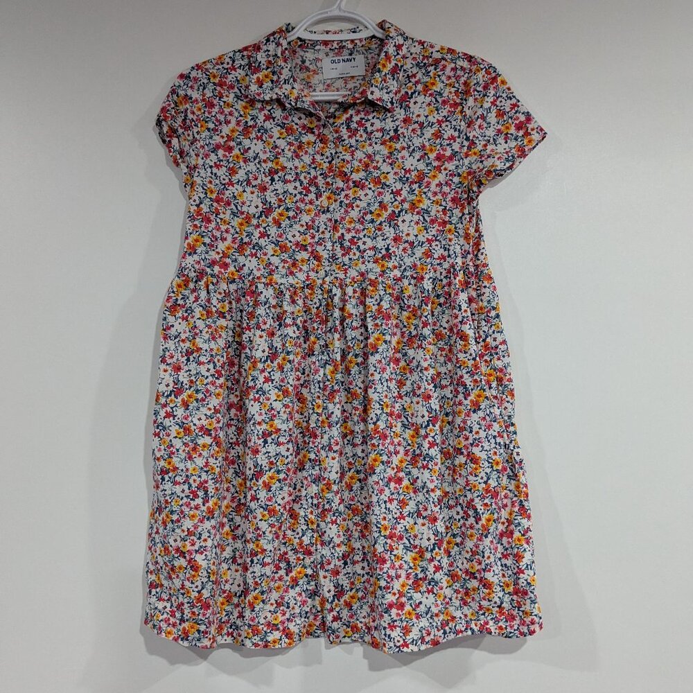 *3/$10* Old Navy Floral Shirt Dress Red White Yellow Size Large Size 12